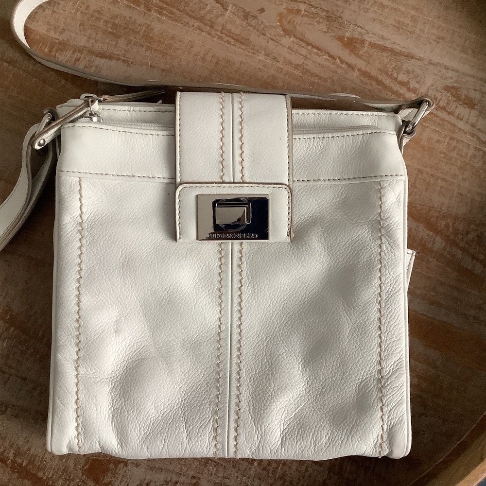 Tignanello White Leather Crossbody Bag